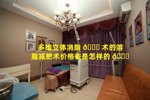 多维立体消脂 🐘 术的溶脂减肥术价格表是怎样的 🐎